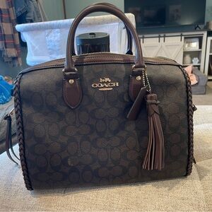 NWT Coach Rowan Large Satchel Bag In Signature Canvas With Fringe